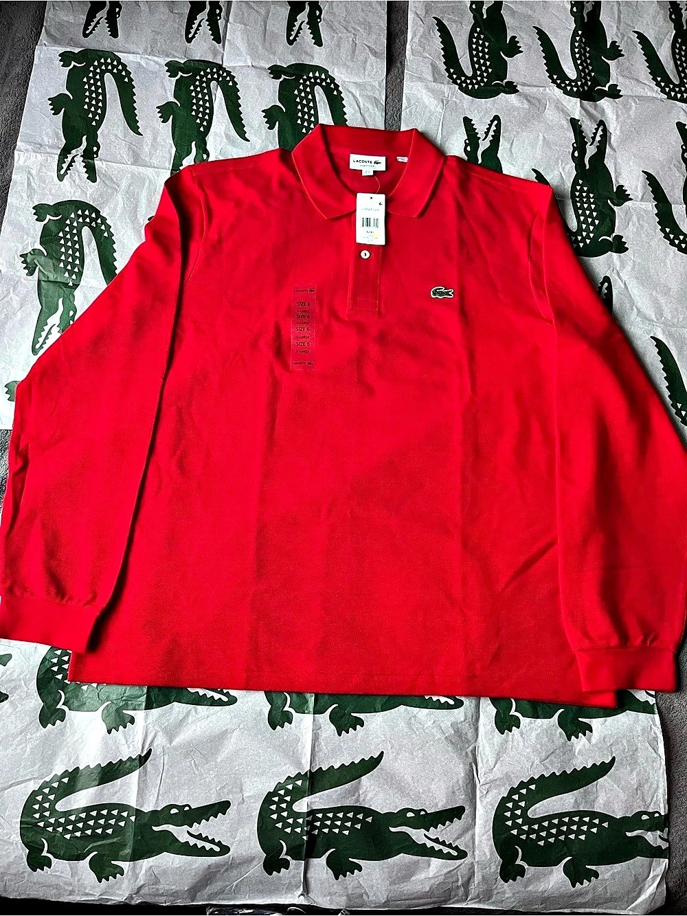 Lacoste Classic Fit Polo Long Sleeve Polo in Red XL NWT